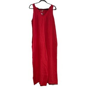Virgo Paris Vintage Linen Wide Leg Sleeveless Jumpsuit Artsy Boho Made Italy LG
